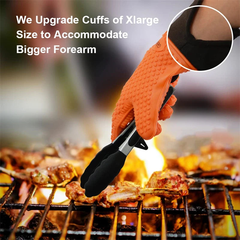 1pc Insulated Oven Gloves Silicone Heat-proof Gloves Oven Mitts Microwave Oven Baking Tools Household Kitchen Bar Bakeware