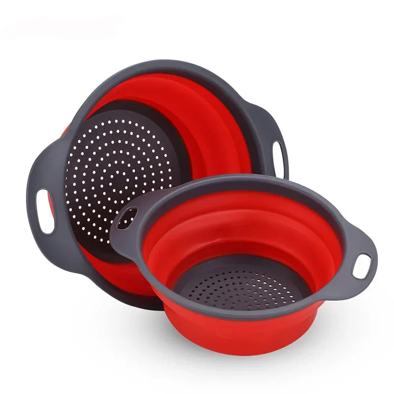 Silicone Round Folding Drain Strainer Basket Collapsible Kitchen