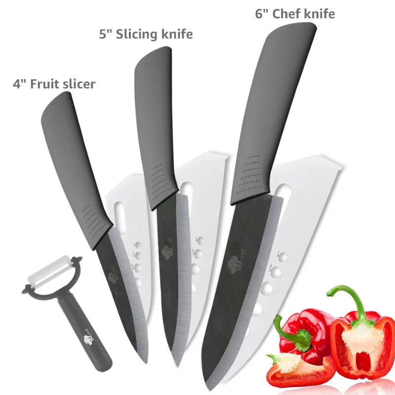 Ceramic Knife Kitchen Knives Set 3 4 5 6inch Chef Knife Utility Slicing Cutter Fruit Vegetable Baby Food Paring Anti-slip Handle