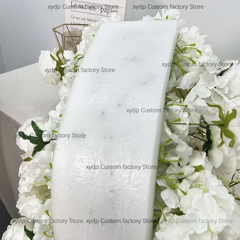 2M Luxurious White Rose Sofa Table Runner Flower Row Wedding Backdrop Decor Floral Arrangement Party table Window Display Props