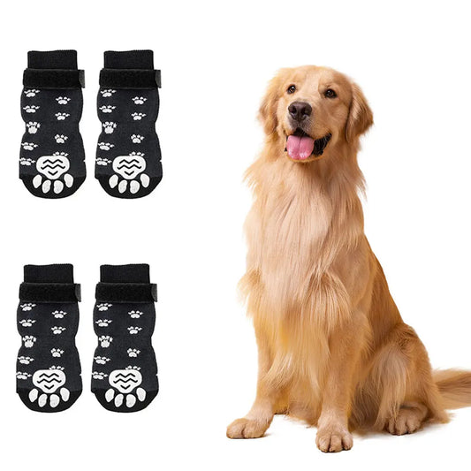 4-Pack Anti-Slip Dog Socks, Prevent Licking and Biting of Hard Wooden Floors, Strong Grip, Paw Protection, Anti-Scratch, Anti-Slip Dog Socks