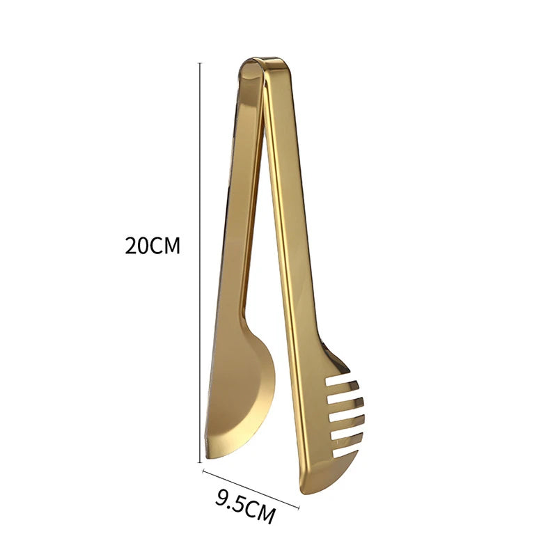 7-Styles Golden Stainless Steel BBQ Food Tongs Hollow Steak Cake Clip Bread Grill Clamp Cooking Kitchenware Kitchen Accessories