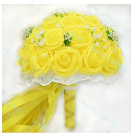 Perfectlifeoh Burgundy Wedding Bouquet Pink/Red/White/Royal Blue Bridal Bridesmaid  Artificial Flower Rose Bride