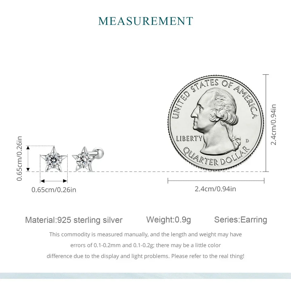 Celestial Sparkle Sterling Silver Star Stud Earrings