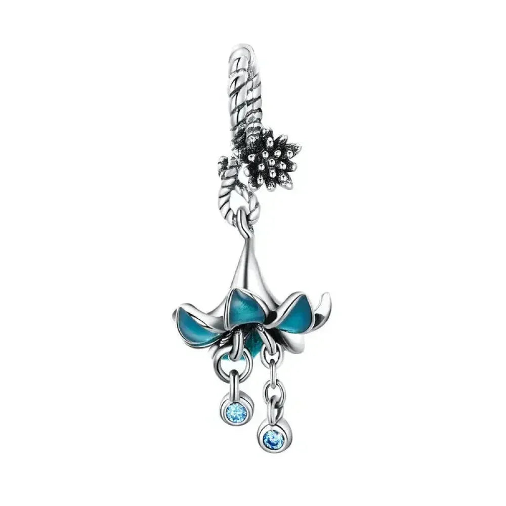 925 Sterling Silver Colorful Birds Flowers Leaves Cz Pendant - Jewelry Charm For Bracelets And Necklaces