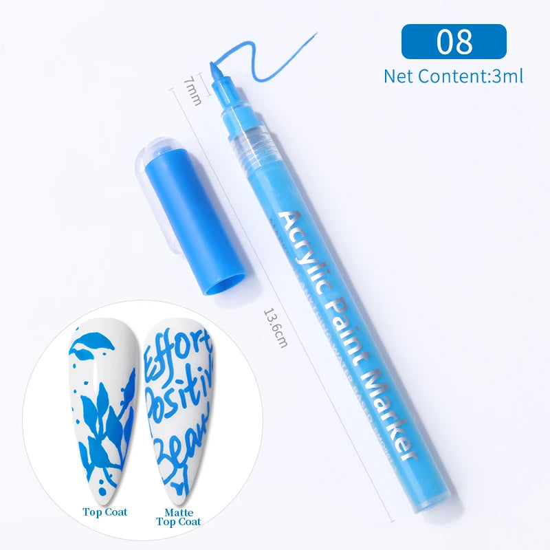 1Pc Nail Art Drawing Graffiti Pen Waterproof Painting Liner Brush DIY 3D Abstract Lines Fine Details Flower Nail Manicure Tools