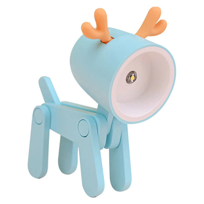 Mini LED Night Light Cute Cartoon Desk Lamp Puppy Deer Desktop Ornament Bedroom Table Lights Children Holiday Gifts