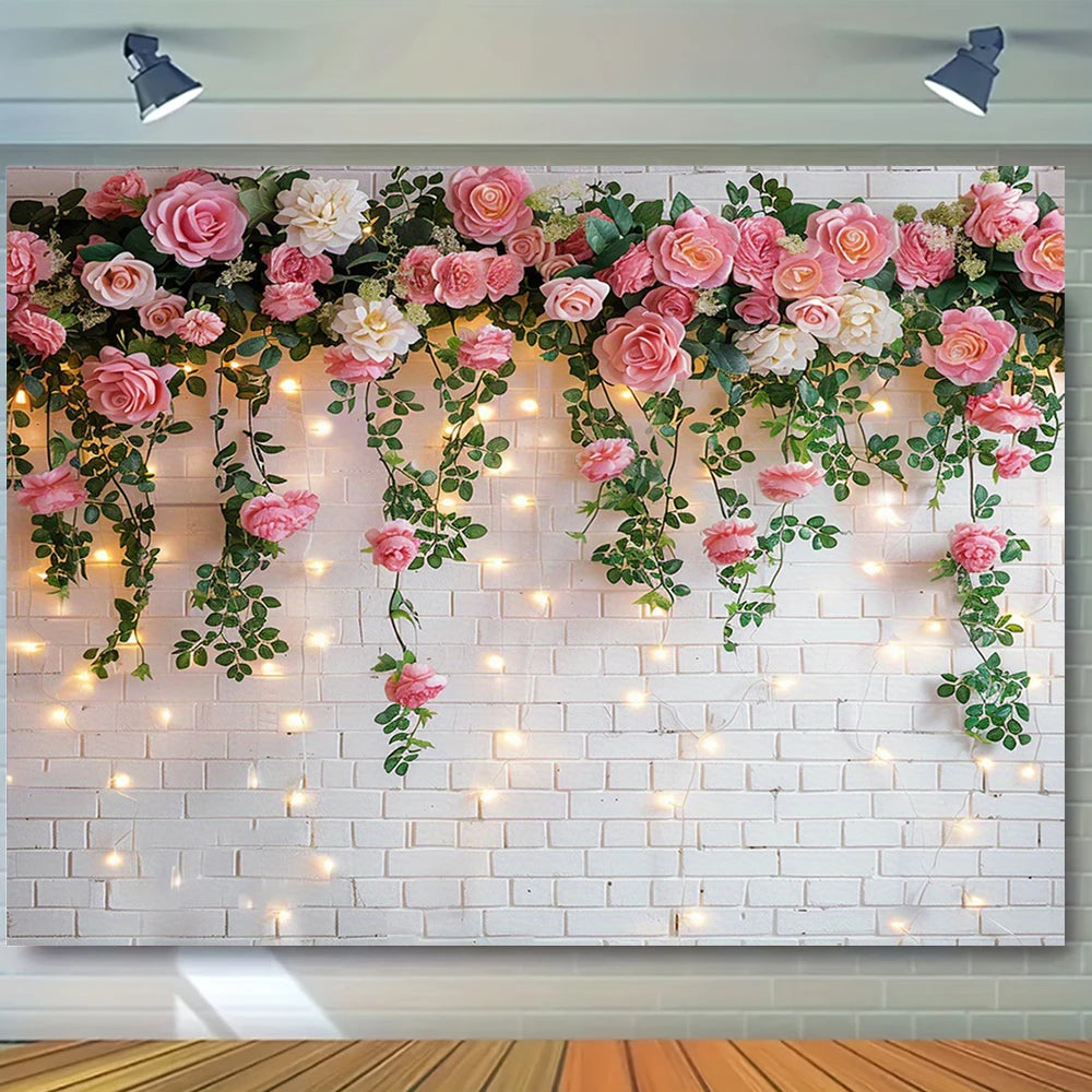 Wedding Flowers Curtain Backdrop Bridal Shower Engagement Ceremony Party Photography Background Wall Decor Photo Studio Props