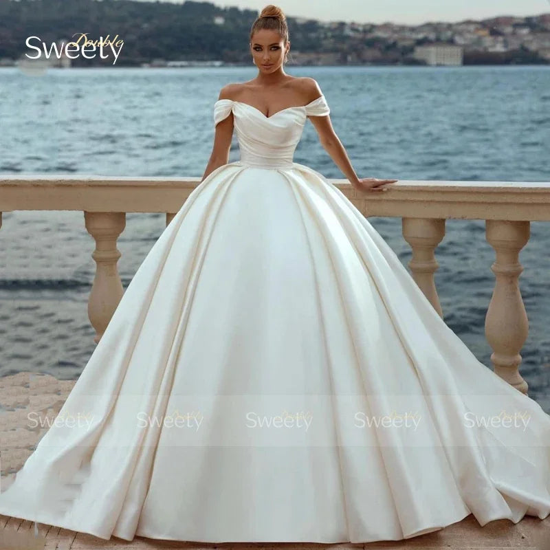 Graceful Wedding Dress Organza Satin With Embroidery Lace Ball Gown A-Line Full Sleeve O-Neck Bride Vestido De Novia Customized