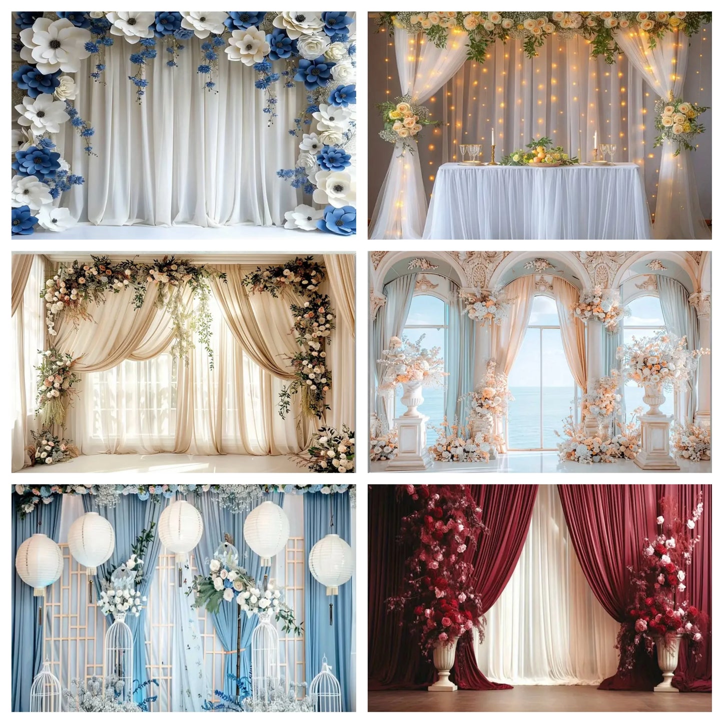 Charm Wedding Backdrop Palace Room Window Curtain Flower Theme Adult Birthday Party Pregnant Portrait Decor Background Photo kid