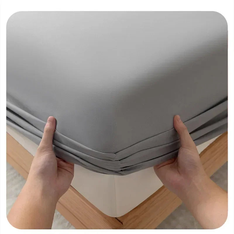 Cotton Fitted Sheet Solid Color Mattress Cover with Elastic Breathable Dustproof Mattress Cover Sheet (Pillowcase Not Included)