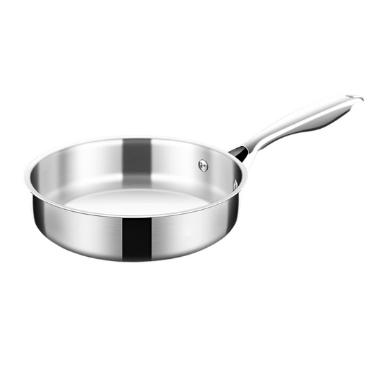 20cm Tri-Ply 304 Stainless Steel Frying Pan Uncoated Silver-0