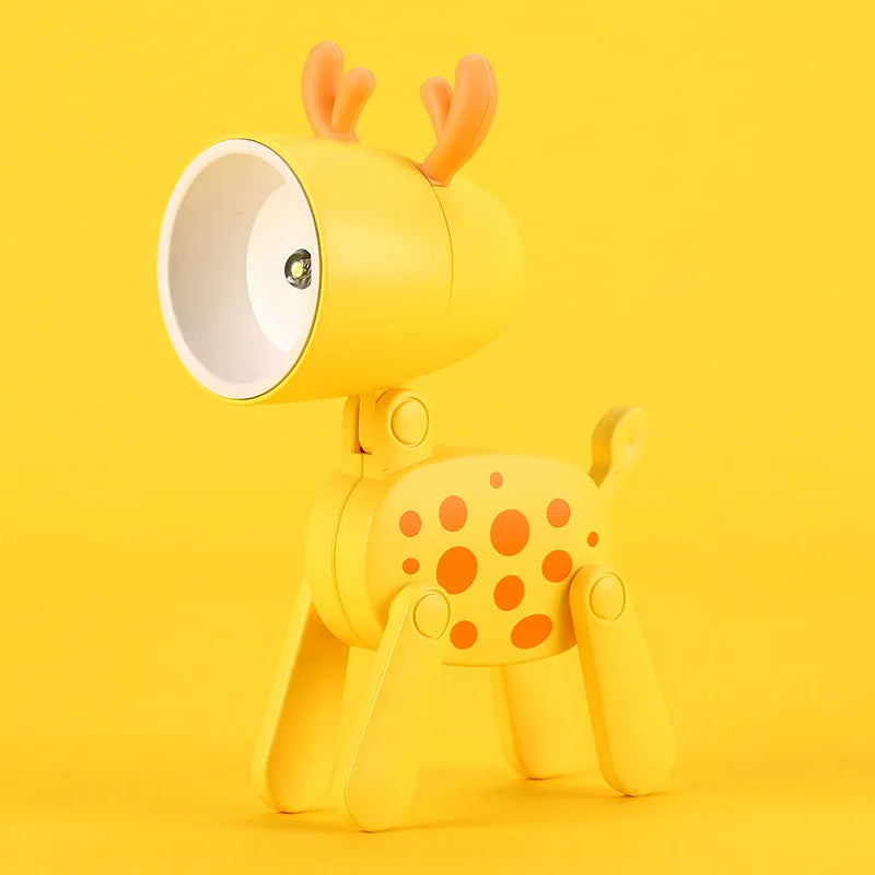 Mini LED Night Light Cute Cartoon Desk Lamp Puppy Deer Desktop Ornament Bedroom Table Lights Children Holiday Gifts