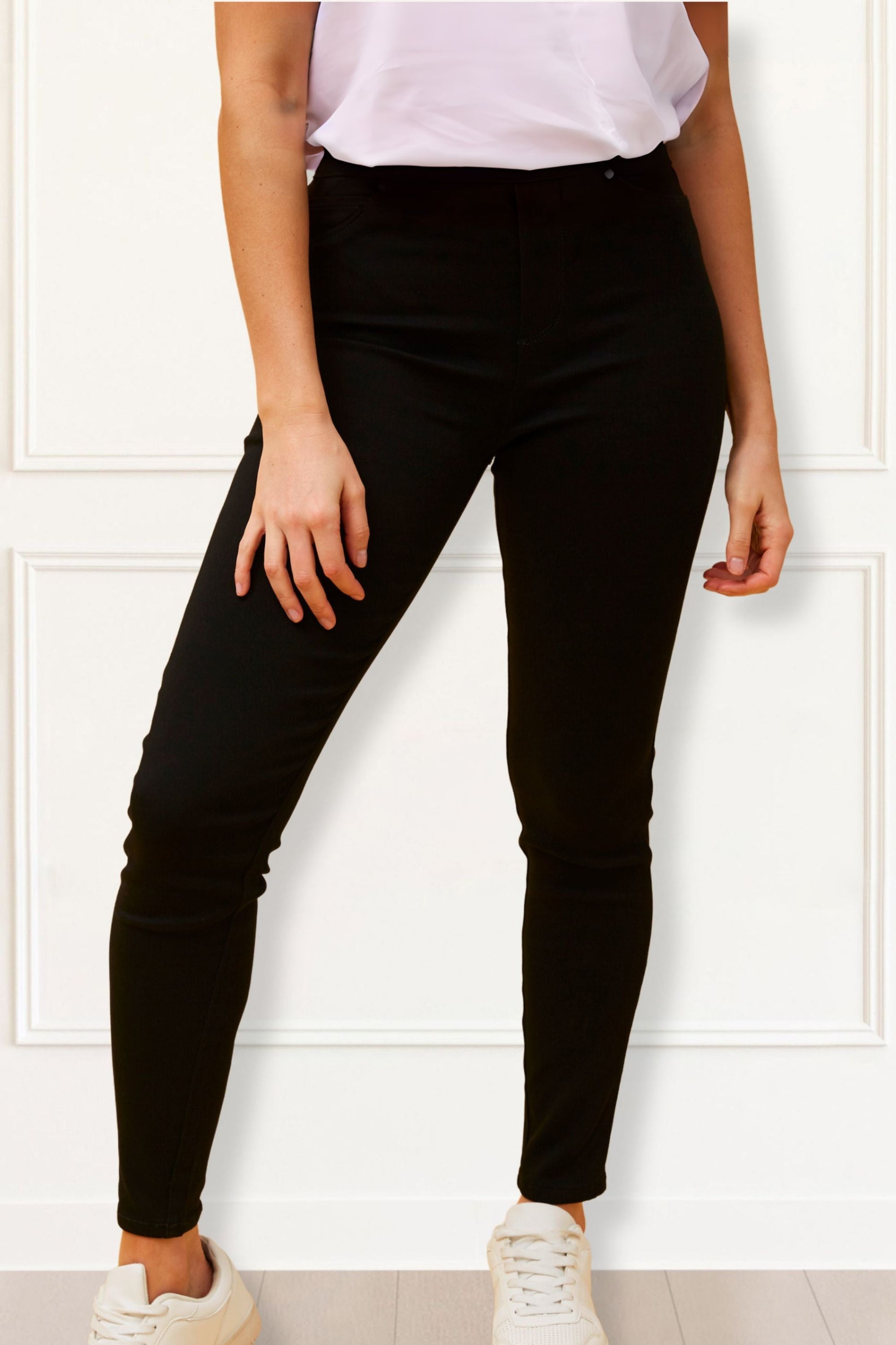 Sandra Black Stretch Skinny Pants Pull-On Jegging Style-2