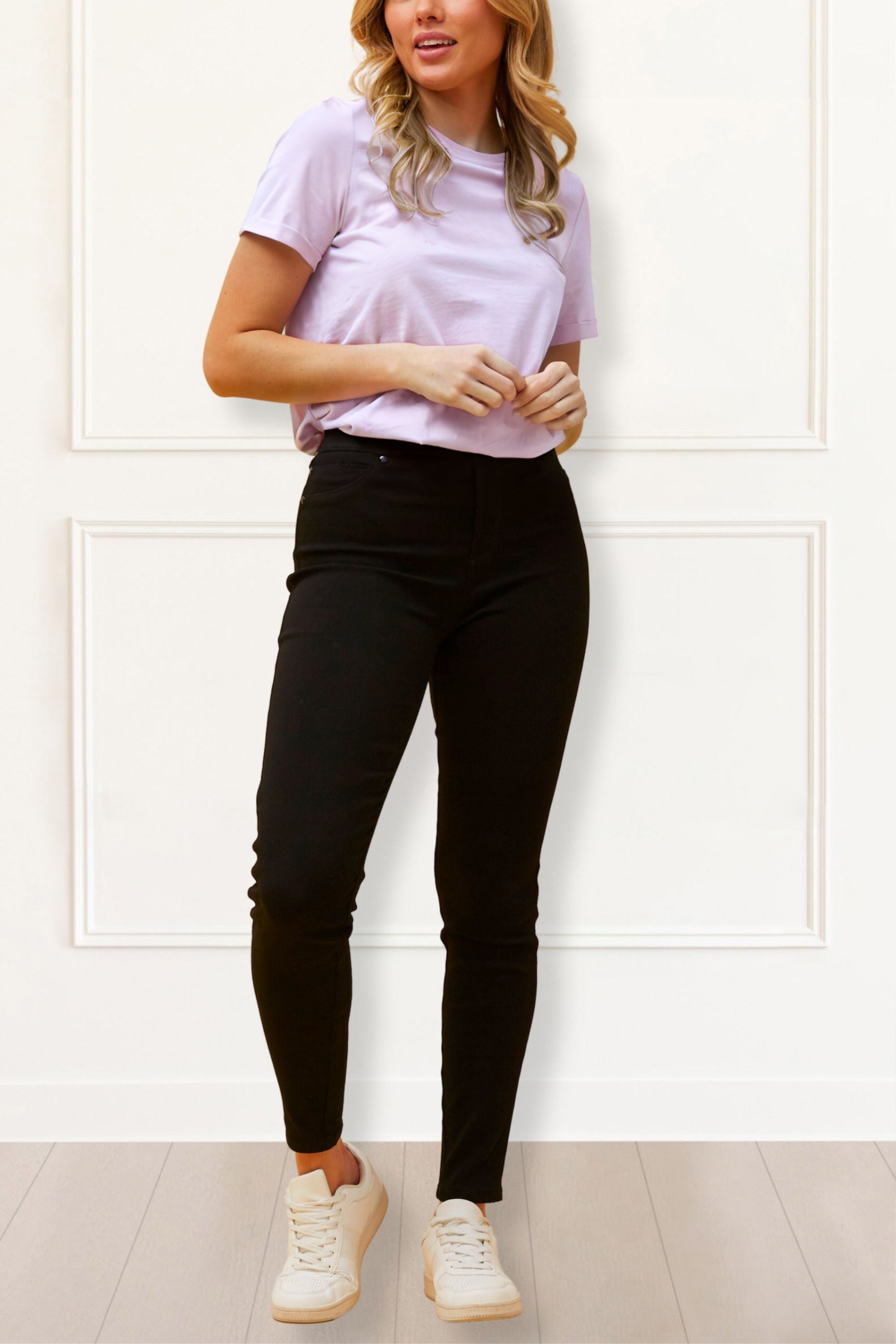 Sandra Black Stretch Skinny Pants Pull-On Jegging Style-3