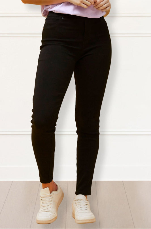 Sandra Black Stretch Skinny Pants Pull-On Jegging Style-0