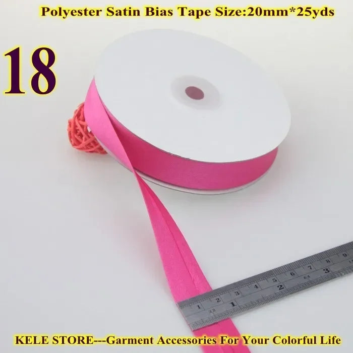 Polyester Satin Bias Binding Tape,bias Binding Size:20mm,3/4" *25yds,fold Tape for DIY Sewing Garment Accessories