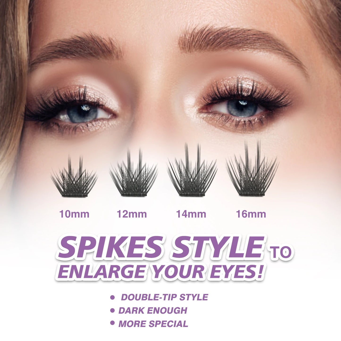 ETVITE DIY Clusters Eyelash Extension Dovetail Segmented Lashes 48 Volume Natural Segmented Eyelashes Bundles