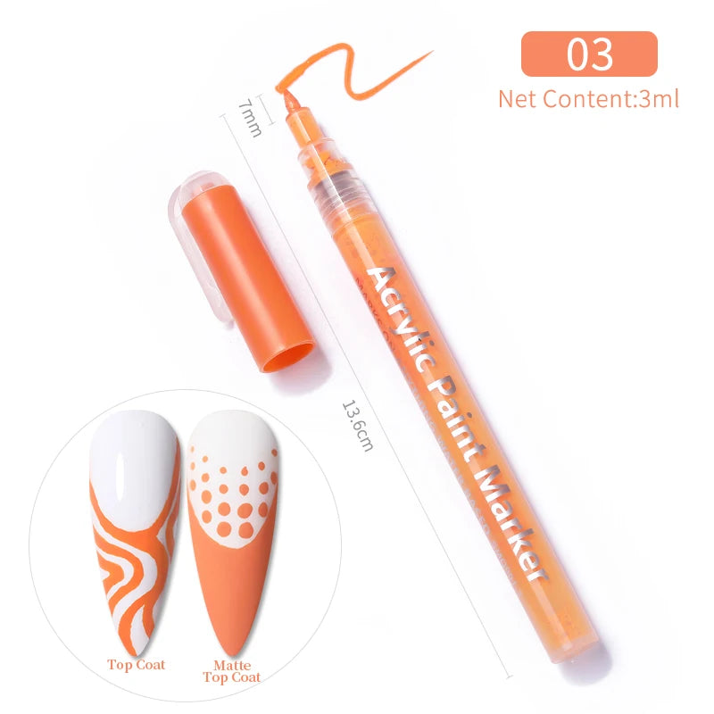 1Pc Nail Art Drawing Graffiti Pen Waterproof Painting Liner Brush DIY 3D Abstract Lines Fine Details Flower Nail Manicure Tools