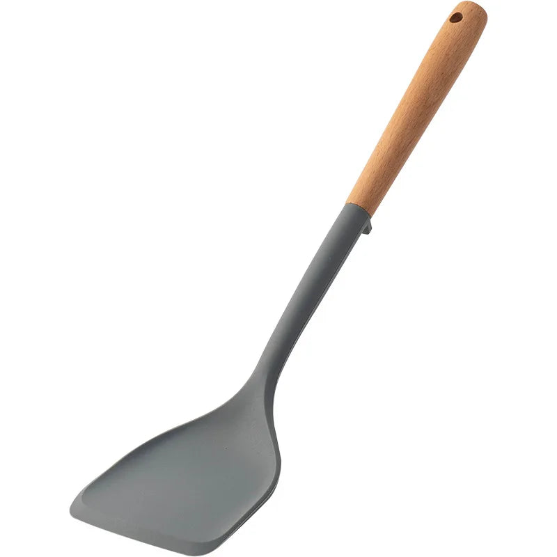 NEW Silicone Spatula Non Stick Pan Wooden Handle Silicone Vegetable Heat-resistant Silicone Cooking Spatula Spoon Kitchen tool