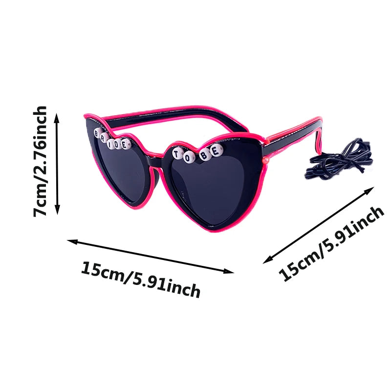 LED Just Married Glasses Wedding Bride To Be Surprise Gift Couple Glasses Souvenirs Glowing Heart Glasses Married Sunglasses