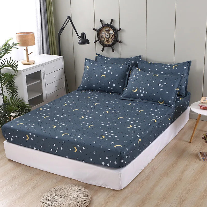 Printed Fitted Sheet Mattress Cover Four Corners with Elastic Band Bed Sheet Bed Sheet Twin Full Queen King Single Double Size