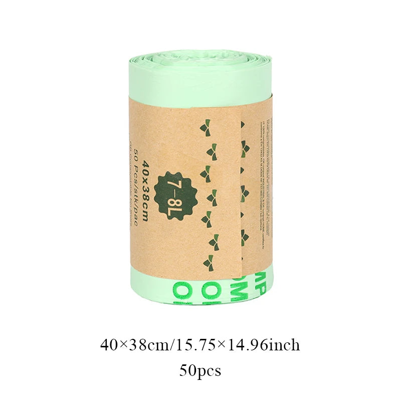 50pcs Small Biodegradable Garbage Bag Corn Starch Compostable Recycling Pet Poop Kitchen Household Degradable Trash Bag