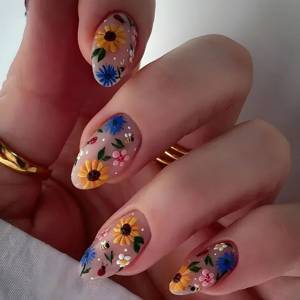 24 Pcs Matte Almond False Nails Set-6