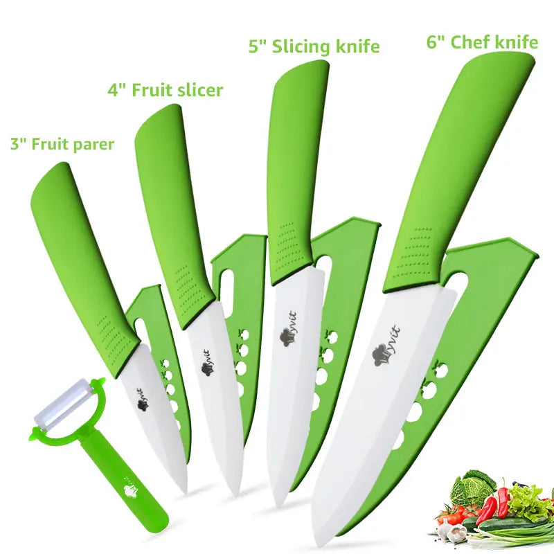 Ceramic Knife Kitchen Knives Set 3 4 5 6inch Chef Knife Utility Slicing Cutter Fruit Vegetable Baby Food Paring Anti-slip Handle