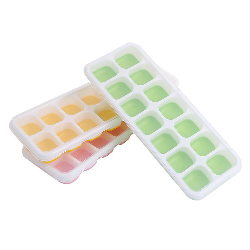 14 Grids Fruit Ice Maker with Removable Ice Cube Trays Reusable Silicone Ice cube Mold  Lids Kitchen Tools Freezer Summer Mould