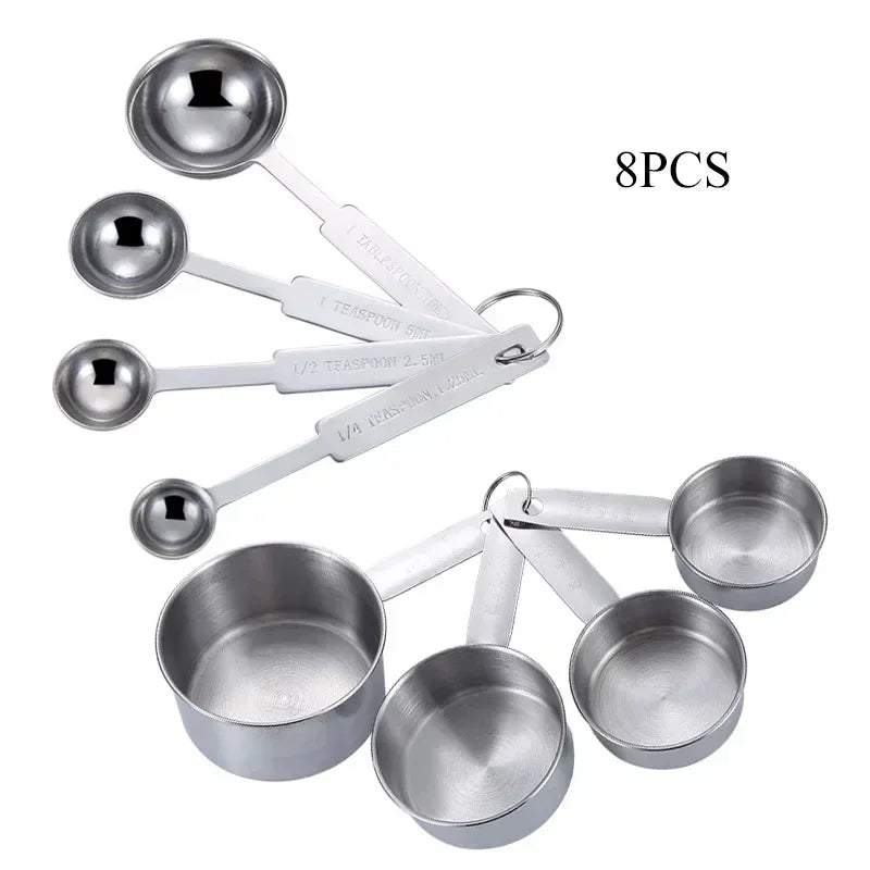 8/10/11Pcs Stainless Steel Measuring Cups and Spoons Coffee Powder Spoon Tablespoons Kitchen Baking Accessories Pastry Tools