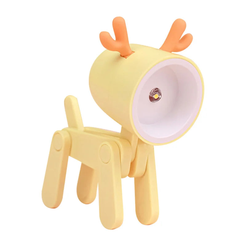 Mini LED Night Light Cute Cartoon Desk Lamp Puppy Deer Desktop Ornament Bedroom Table Lights Children Holiday Gifts