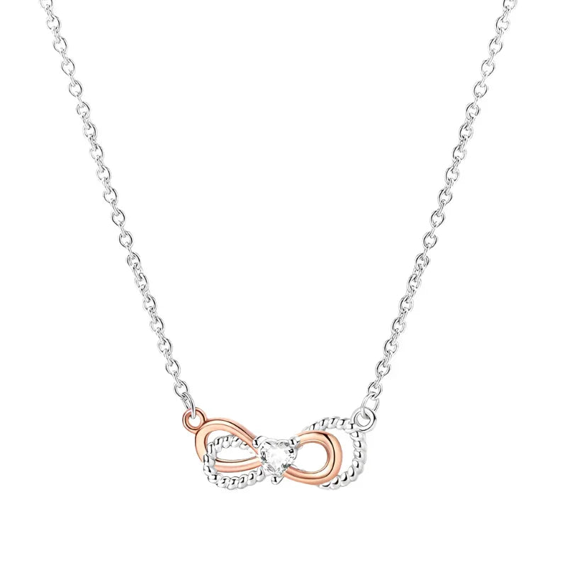 Endless Love Sterling Silver Infinity Bow Pendant Necklace