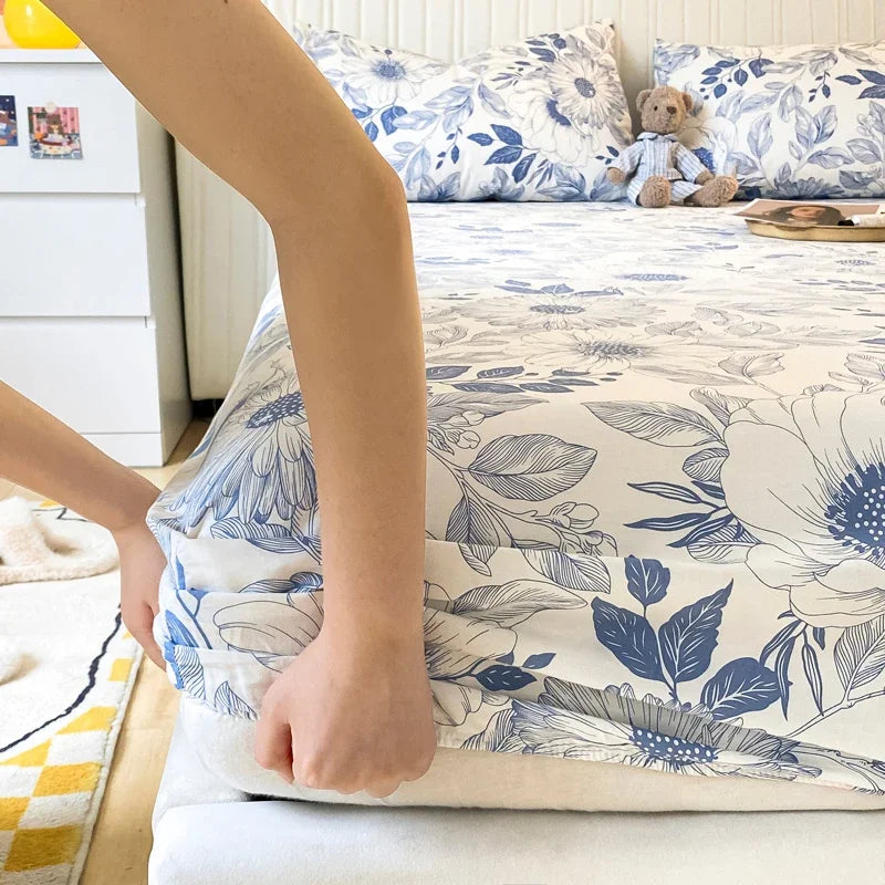 Fitted Sheet 100% cotton for single/couple bed, breathable and soft non-slip, customizable, 1 part, 16 sizes
