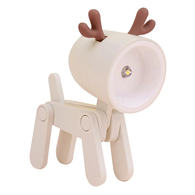 Mini LED Night Light Cute Cartoon Desk Lamp Puppy Deer Desktop Ornament Bedroom Table Lights Children Holiday Gifts