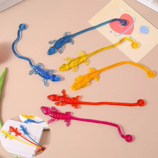 20Pcs Fun Colorful Lizard Sticky Retractable Toys for Kids Birthday Party Favors Baby Shower Pinata Fillers Halloween Party Gift