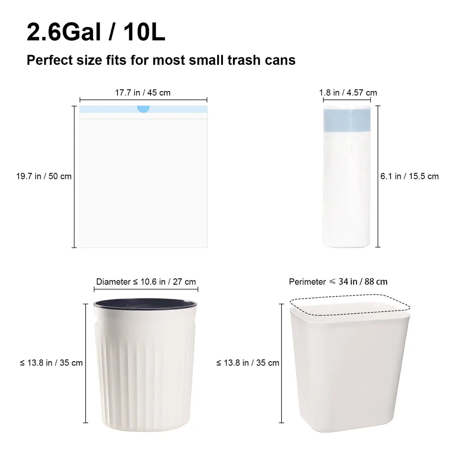 4 Rolls DOEL Cat Litter Box Trash Bags 17" x 19'' Kitchen Trash Bags for 3 Gallon Trash Can