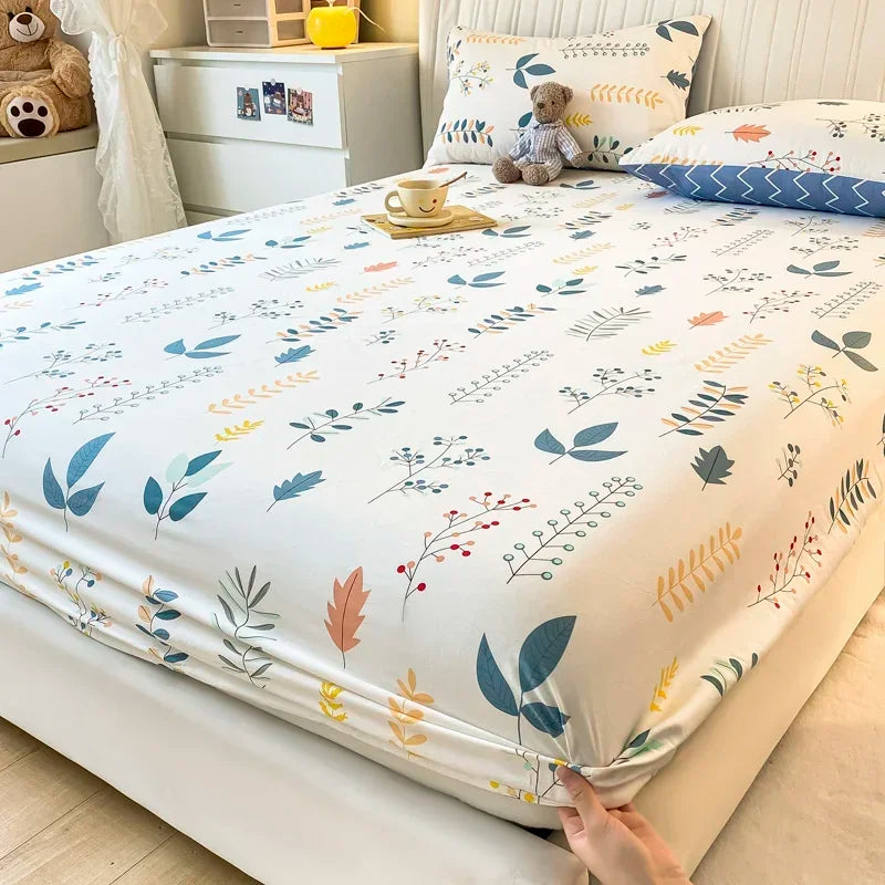 Fitted Sheet 100% cotton for single/couple bed, breathable and soft non-slip, customizable, 1 part, 16 sizes