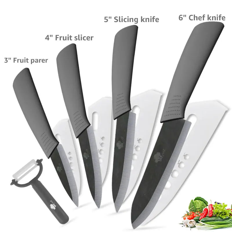 Ceramic Knife Kitchen Knives Set 3 4 5 6inch Chef Knife Utility Slicing Cutter Fruit Vegetable Baby Food Paring Anti-slip Handle