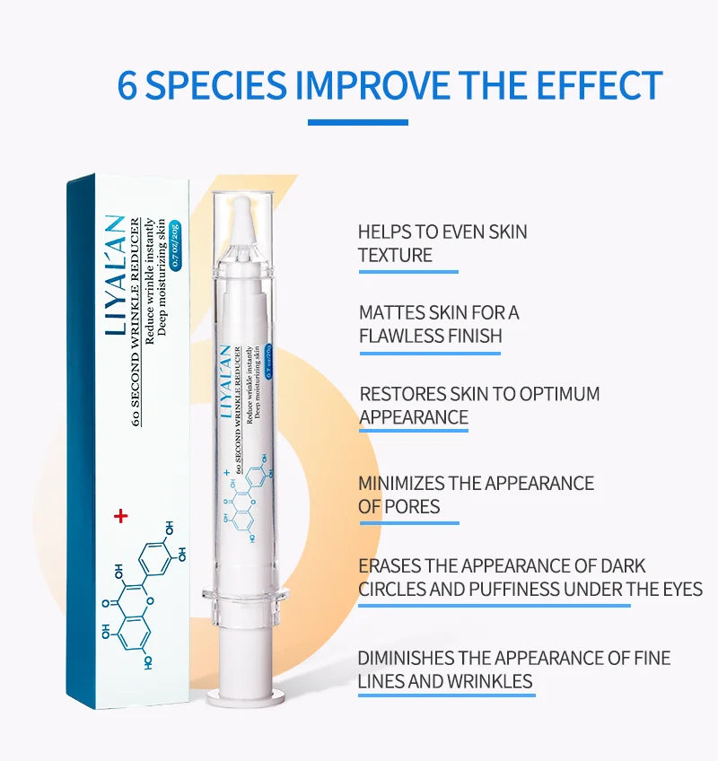 LIYALAN 60 Seconds Instant Lift Face Eye Cream Smooth Wrinkles Fine Lines Skin Firming Lighten Dark Circles Eye Bag Under Cream