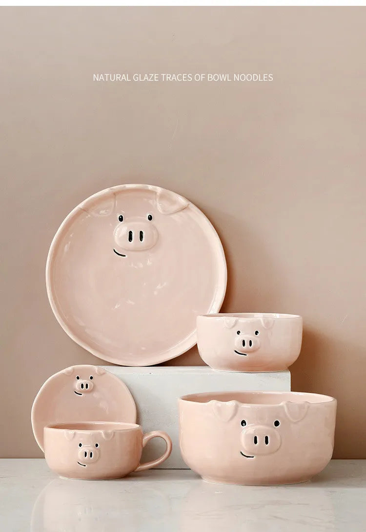 European Creative Cute Pink Pig Tableware Dishes Ceramic