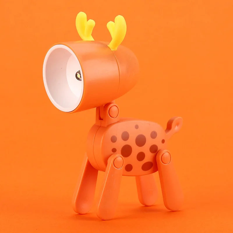 Mini LED Night Light Cute Cartoon Desk Lamp Puppy Deer Desktop Ornament Bedroom Table Lights Children Holiday Gifts