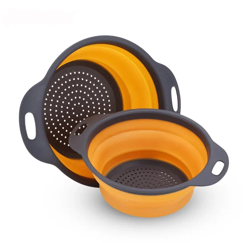 Silicone Round Folding Drain Strainer Basket Collapsible Kitchen
