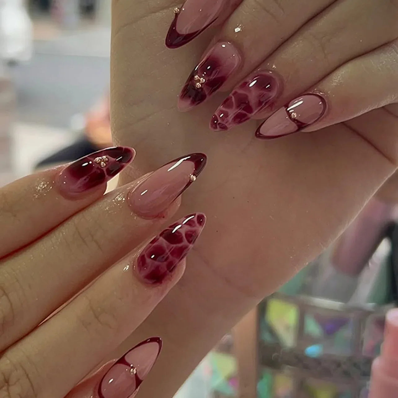 24 Pcs Matte Almond False Nails Set-46