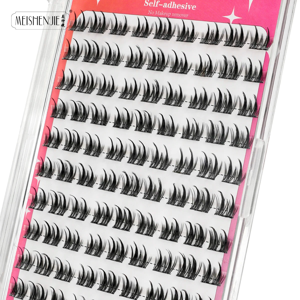 MEISHENJIE Self Adhesive Eyelashes 100 PCS DIY Cluster Lashes No Glue Needed Individual Lashes Extension Makeup Tools Faux Cils