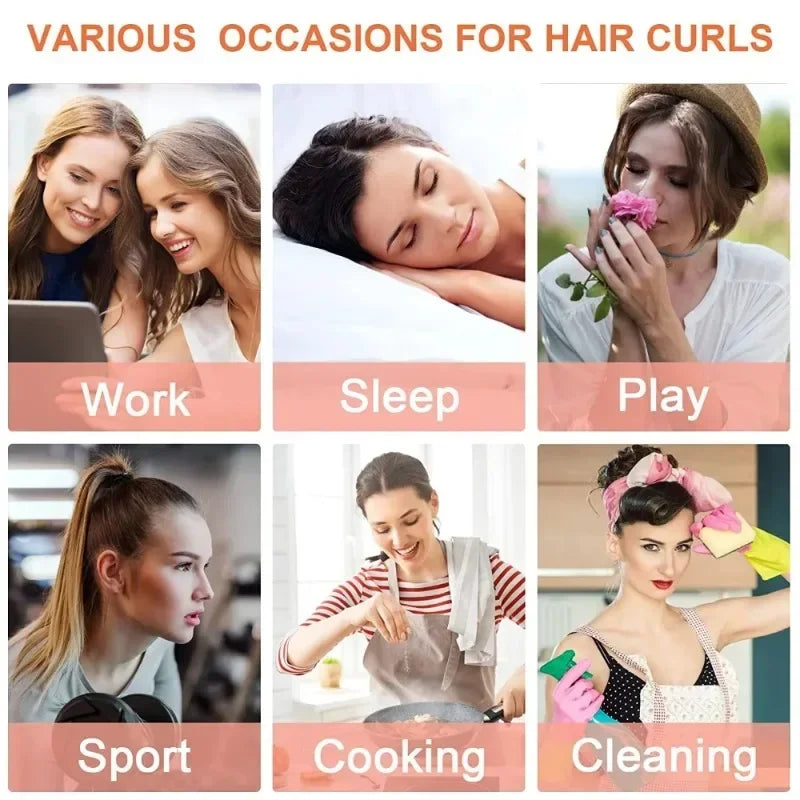 No Heat Hair Curler And Satin Sleeping Cap Set Heatless Hair Curling Headband Hair Claw Clip Hairs Rings Soft Sleeping Hat Salon