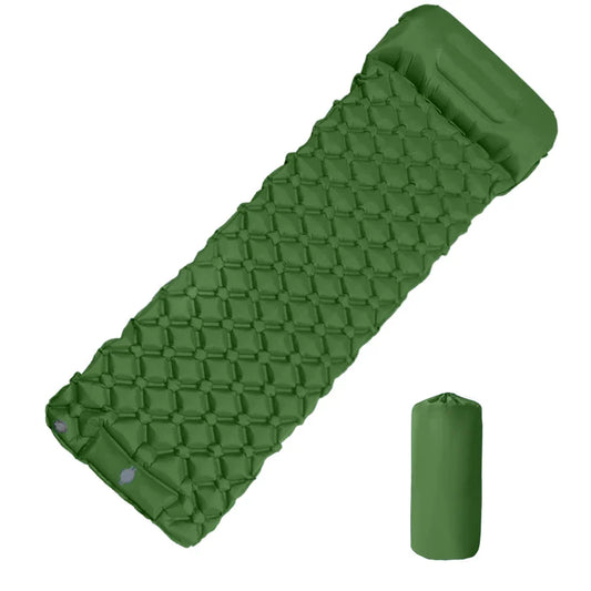 Inflatable Camping Mattress with Pillow  Built-In Pump Air Green-0
