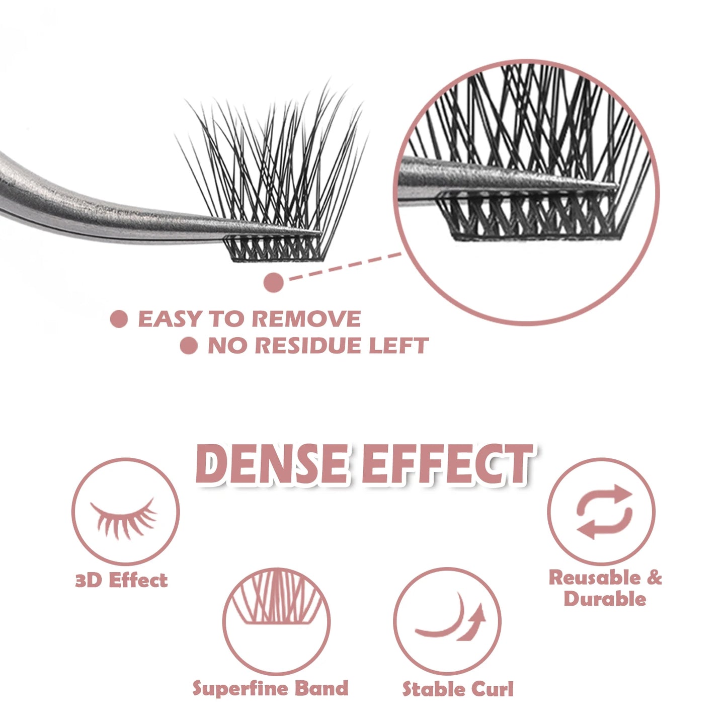 ETVITE DIY Clusters Eyelash Extension Dovetail Segmented Lashes 48 Volume Natural Segmented Eyelashes Bundles