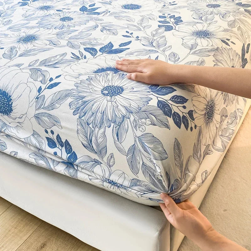 Fitted Sheet 100% cotton for single/couple bed, breathable and soft non-slip, customizable, 1 part, 16 sizes
