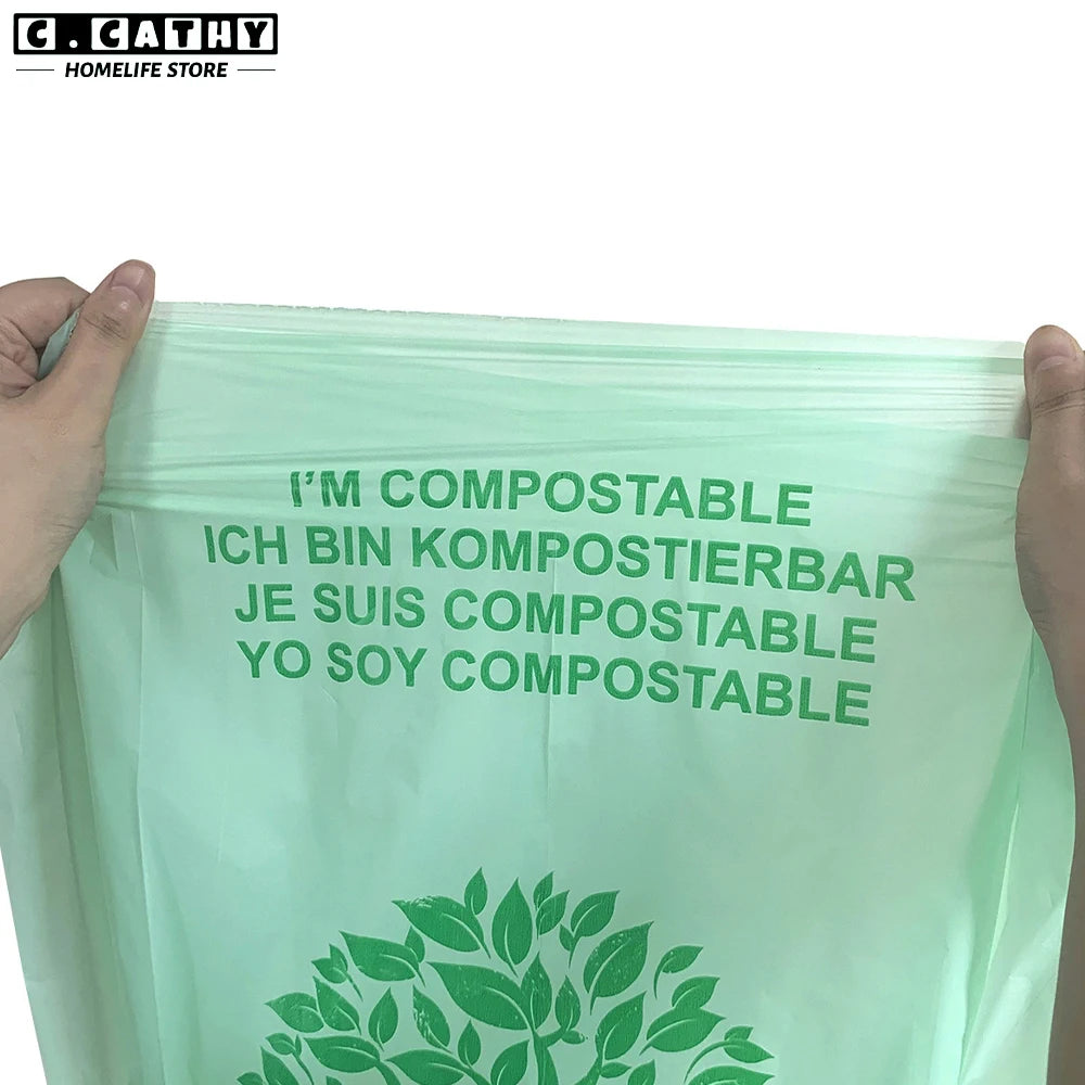 50pcs Small Biodegradable Garbage Bag Corn Starch Compostable Recycling Pet Poop Kitchen Household Degradable Trash Bag